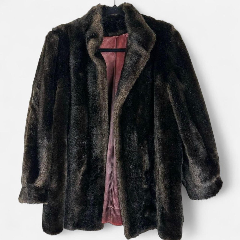 Tissavel vintage brown faux fur coat